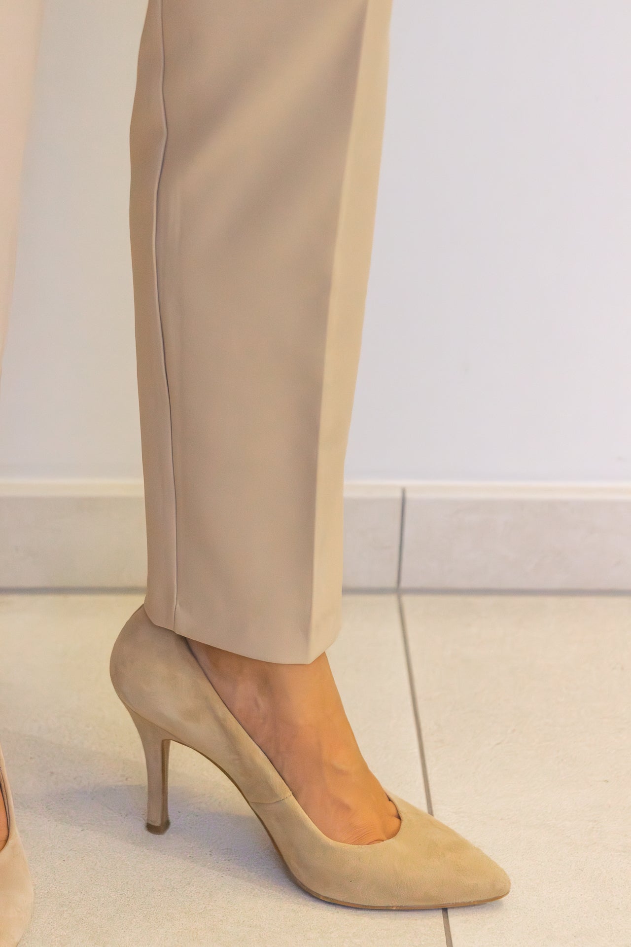 Beige geklede broek