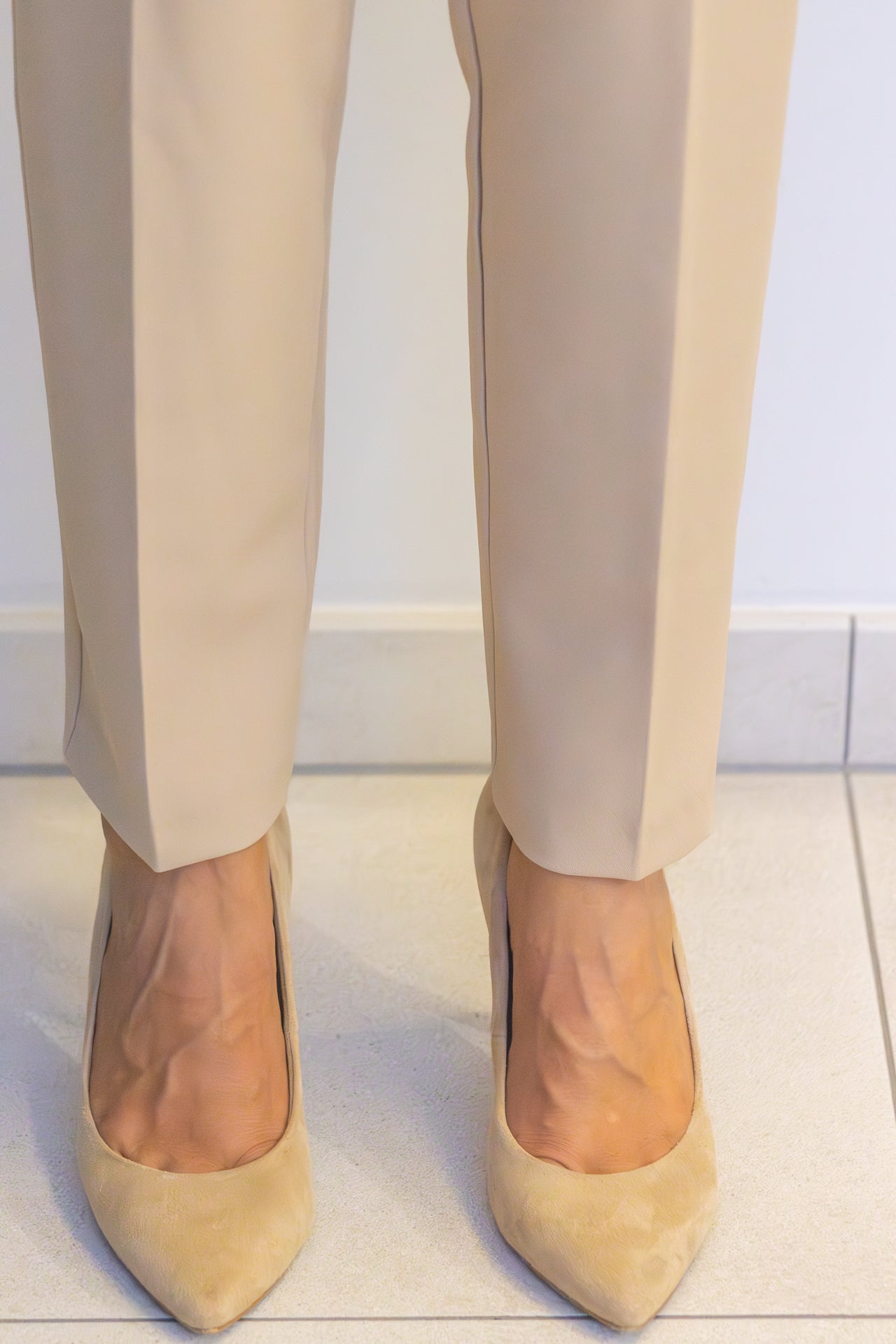 Beige geklede broek