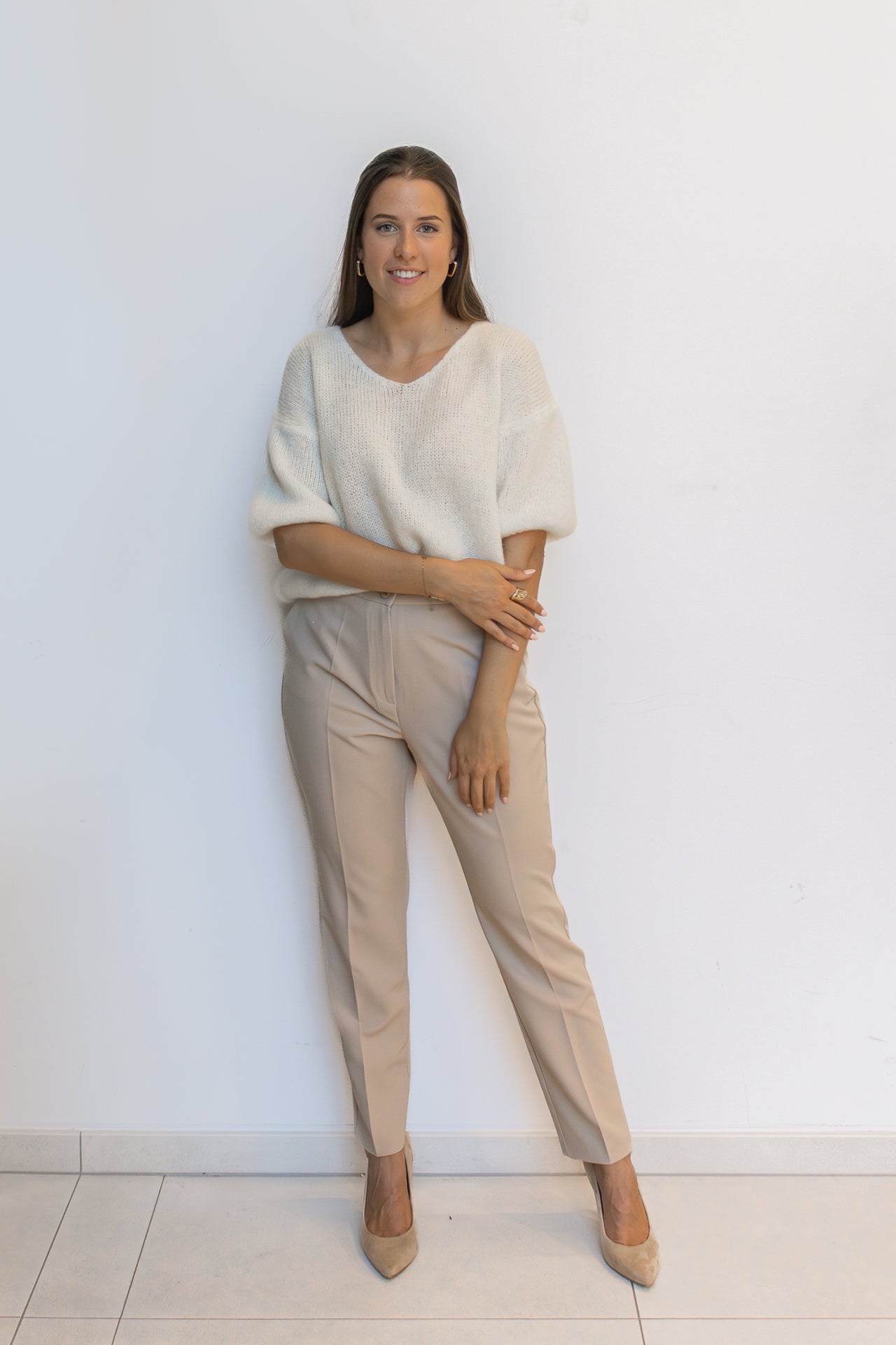 Beige geklede broek