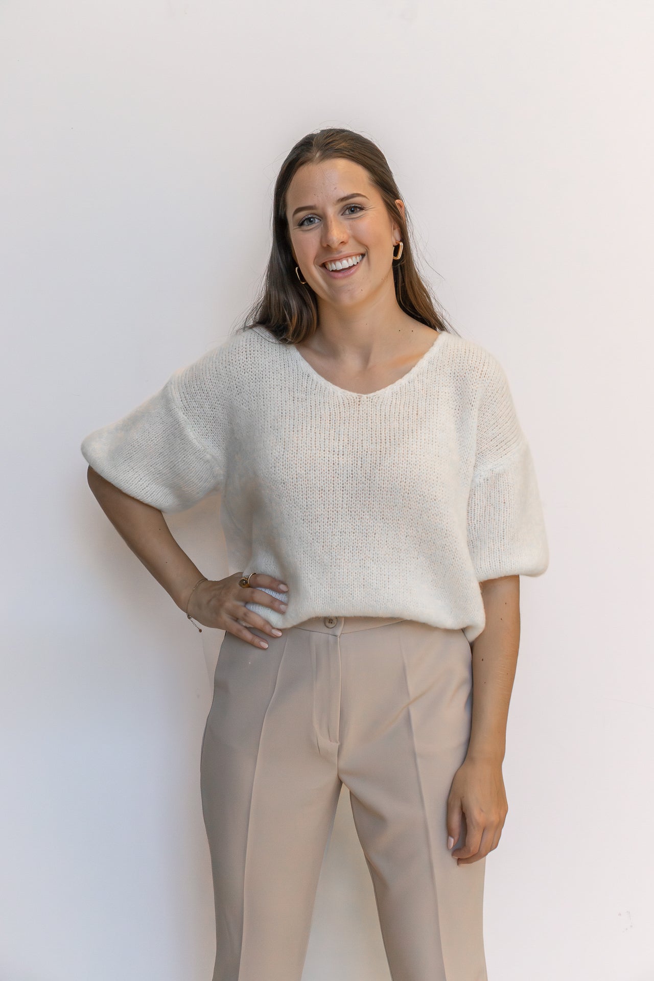 Beige geklede broek