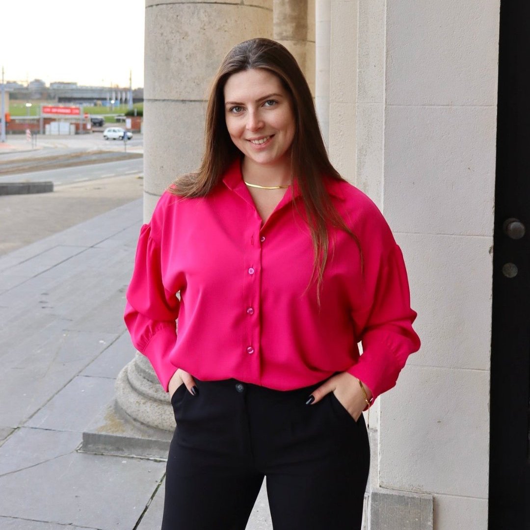 Roze blouse met lange mouwen