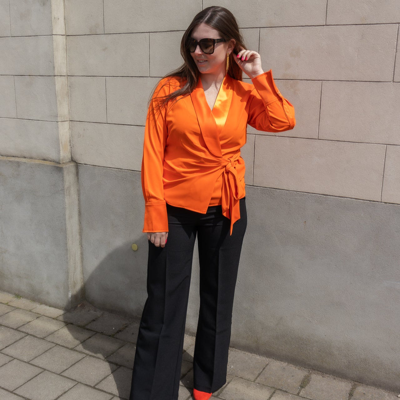 Oranje blouse - Bélice - Belice - Bélice Goes Out - Cache Coeur - Oranje -Dameskledij - Lentebloes - Bloes - blouse - Lente