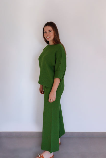 Groene homewear trui met 3/4 mouwen