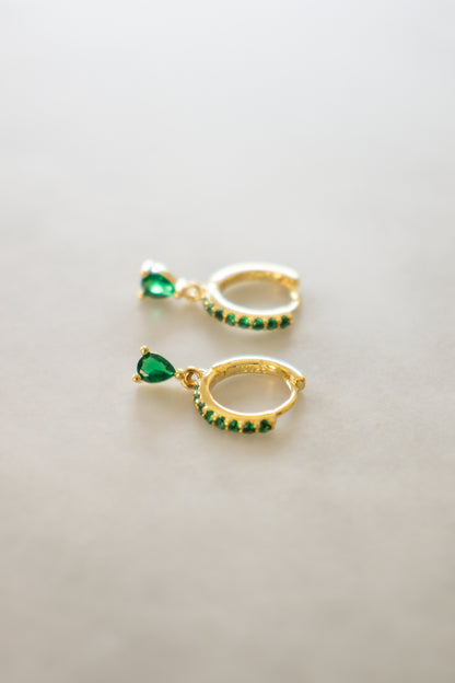 Teardrop oorbel Groen-Goud