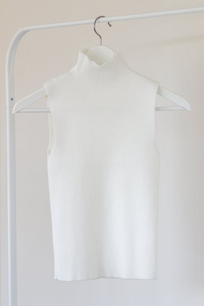 Witte Turtleneck zonder mouwen