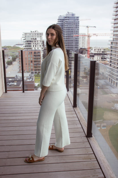 Witte homewear broek met zak achteraan