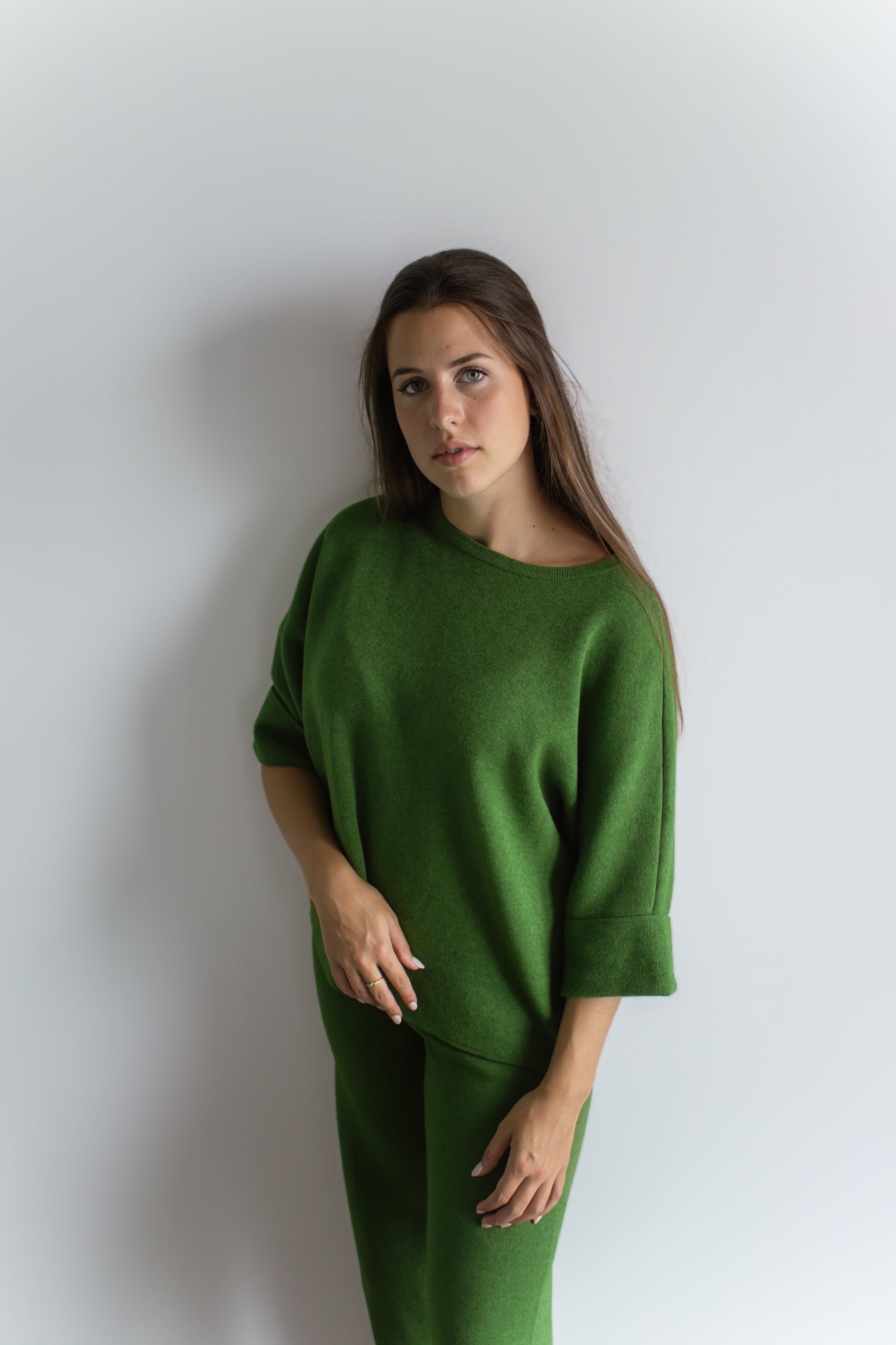 Groene homewear trui met 3/4 mouwen