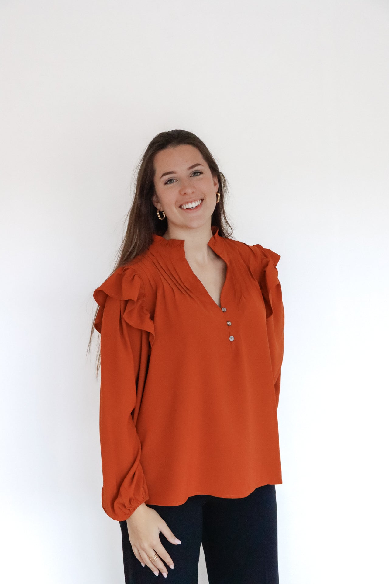 Kastanjebruine blouse