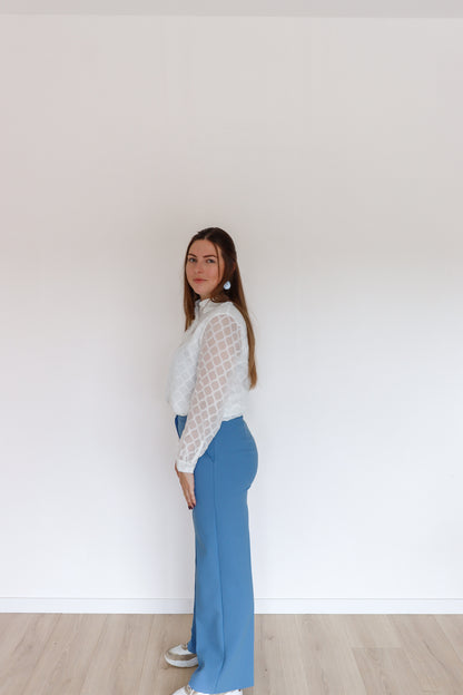 Blauwe geklede broek Straight fit