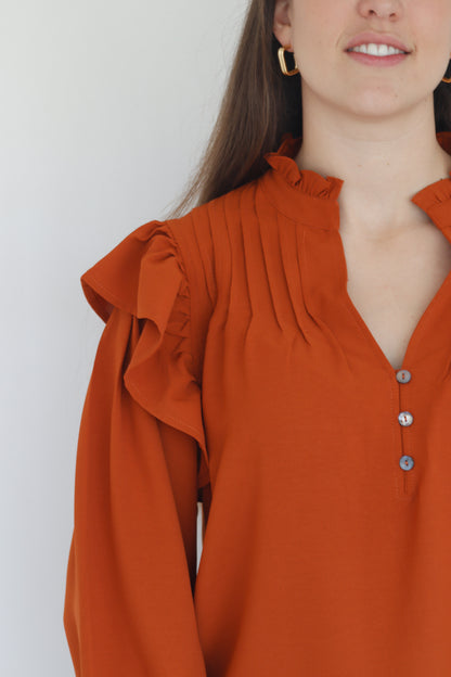 Kastanjebruine blouse